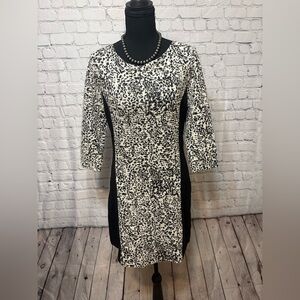 Elegant Black and White Long Sleeve Dress